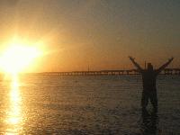 I took this sunset photo of my husband in the summer of 2011...the sunset was the most  beautiful we have ever seen in all our travels to the Keys.